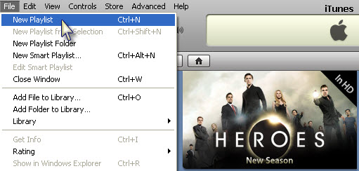 Create a new playlist in iTunes 8