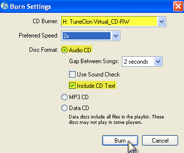 Burn Settings at iTunes 8